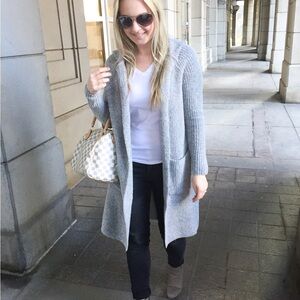 Forever 21 Light Gray Hooded Cardigan